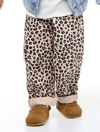 Calças de sarja com padrão leopardo