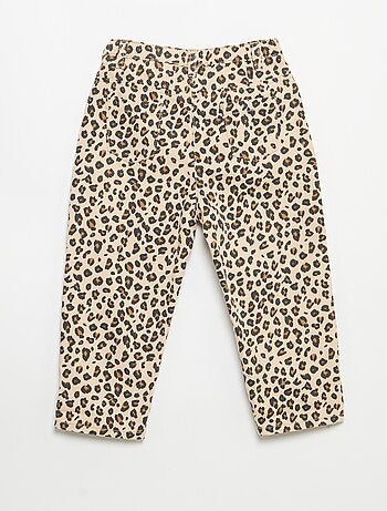 Calças de sarja com padrão leopardo