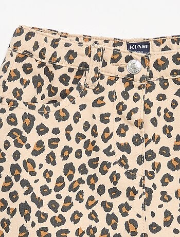 Calças de sarja com padrão leopardo