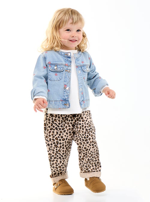 Calças de sarja com padrão leopardo - Kiabi