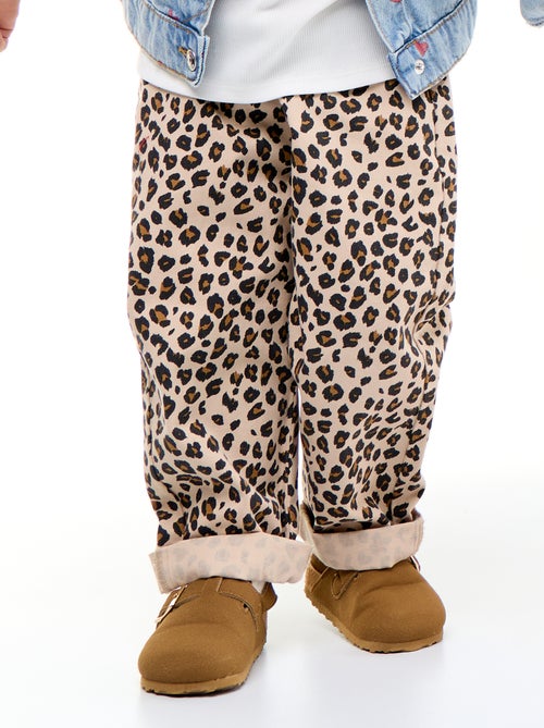 Calças de sarja com padrão leopardo - Kiabi