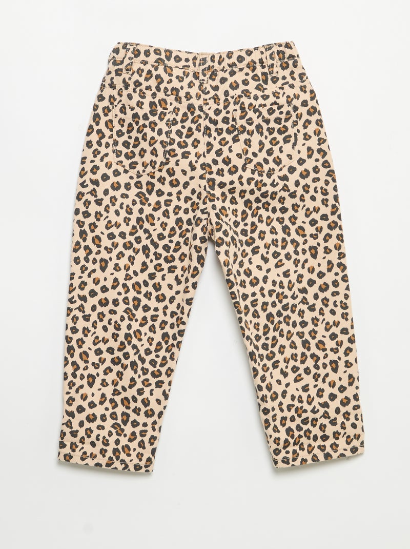 Calças de sarja com padrão leopardo Bege - Kiabi