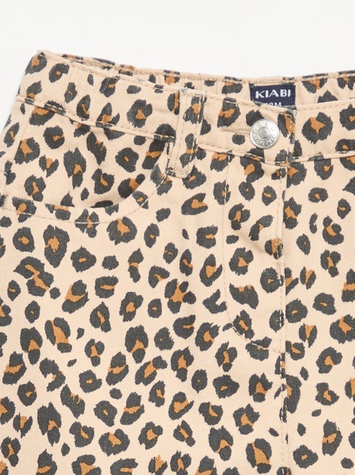 Calças de sarja com padrão leopardo - Kiabi