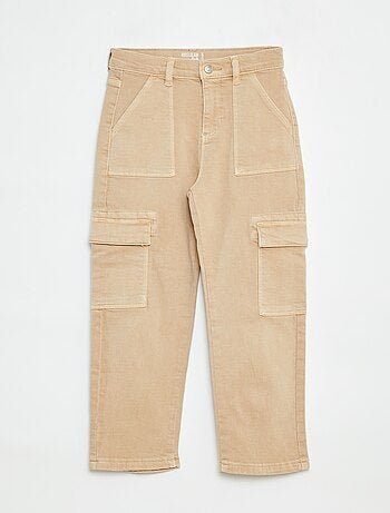 Calças de sarja com vários bolsos - Corte mais confortável