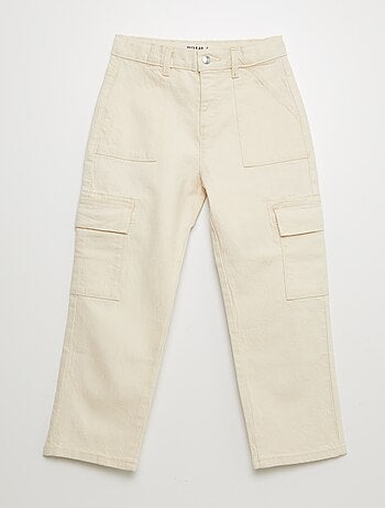 Calças de sarja com vários bolsos - Corte mais confortável