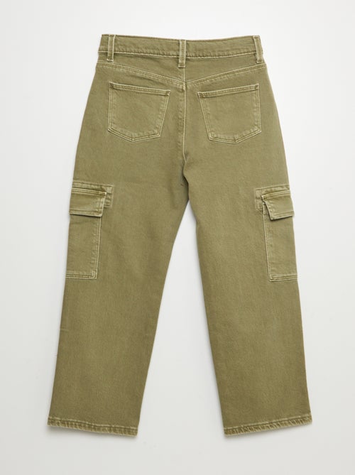 Calças de sarja com vários bolsos  - Corte mais confortável - Kiabi