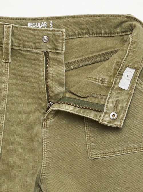 Calças de sarja com vários bolsos  - Corte mais confortável - Kiabi