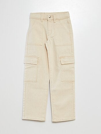 Calças de sarja com vários bolsos - Corte mais justo