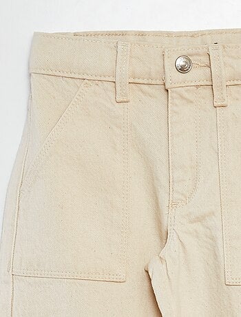 Calças de sarja com vários bolsos - Corte mais justo