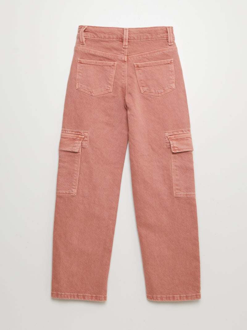 Calças de sarja com vários bolsos  - Corte mais justo ROSA - Kiabi