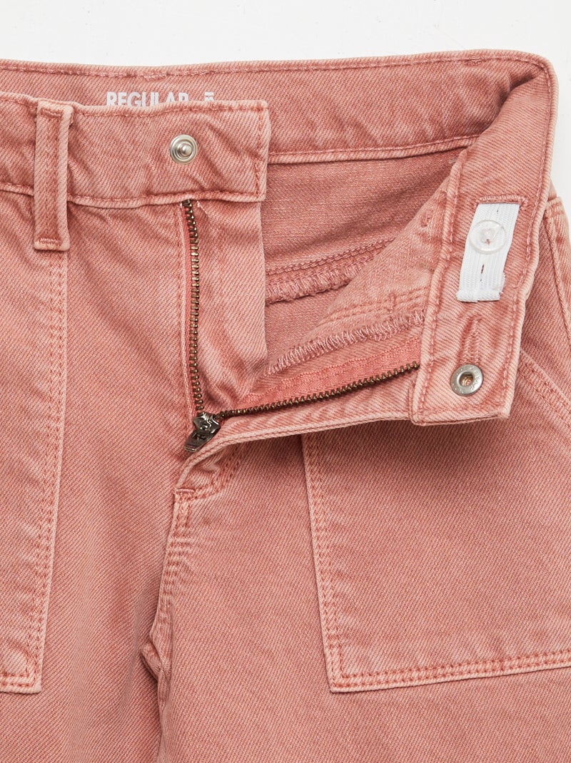Calças de sarja com vários bolsos  - Corte mais justo ROSA - Kiabi