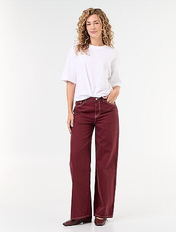 Calças de sarja de cintura alta corte wide leg