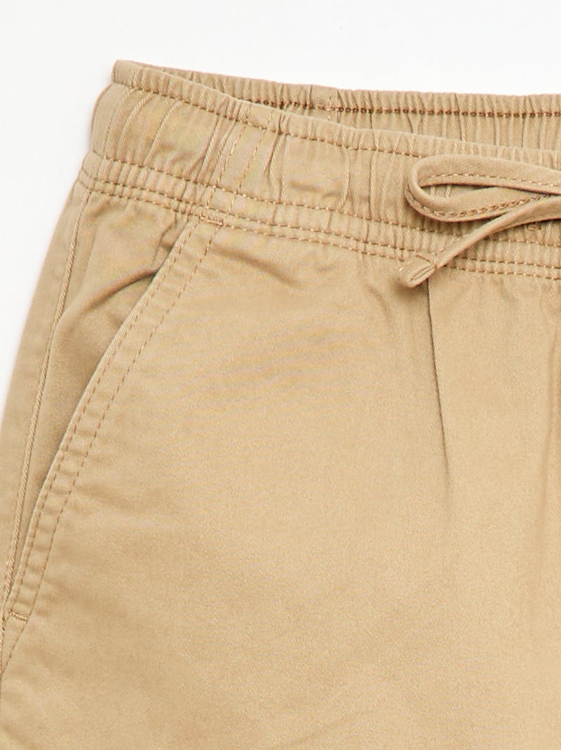 Calças de Sarja Lisas Multibolsos Bege - Kiabi