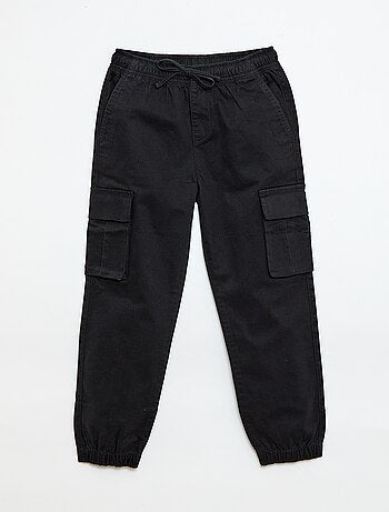 Calças de Sarja Lisas Multibolsos