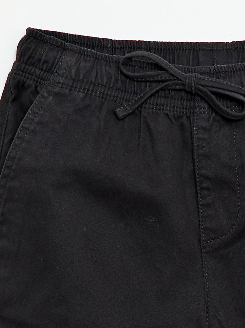 Calças de Sarja Lisas Multibolsos Preto - Kiabi