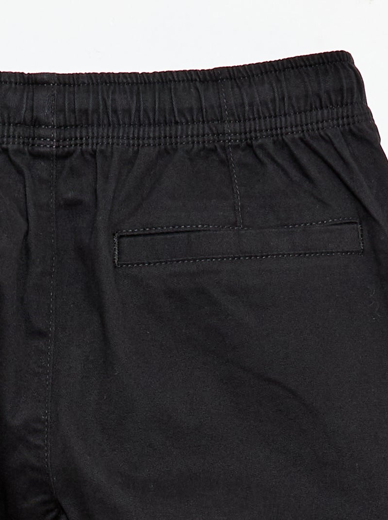 Calças de Sarja Lisas Multibolsos Preto - Kiabi