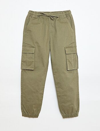 Calças de Sarja Lisas Multibolsos