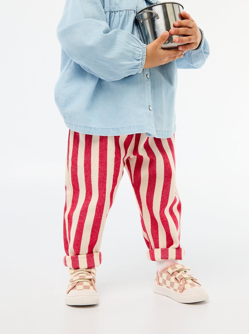 Calças de sarja paperbag Vermelho - Kiabi