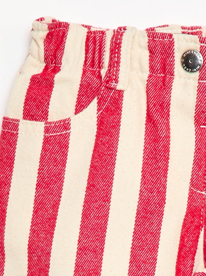 Calças de sarja paperbag Vermelho - Kiabi