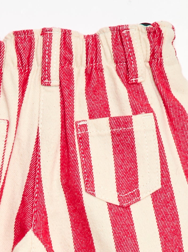 Calças de sarja paperbag Vermelho - Kiabi