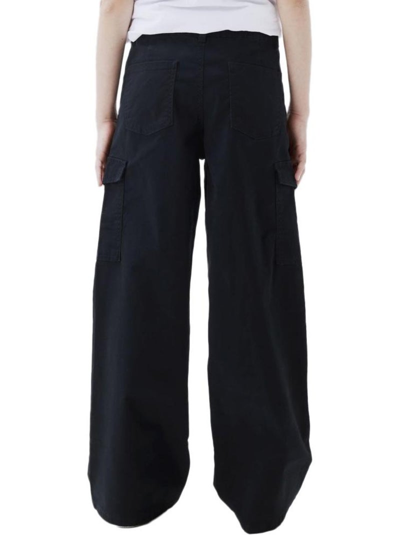 Calças de Sarja Pretas Largas para Menina Name It Preto - Kiabi