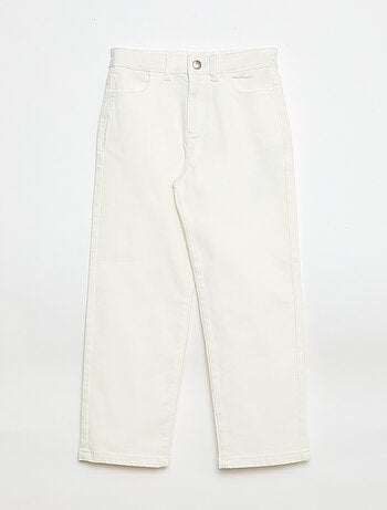 Calças de sarja que abrem com molas de pressão - Corte + confortável