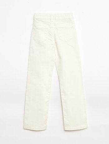 Calças de sarja que abrem com molas de pressão