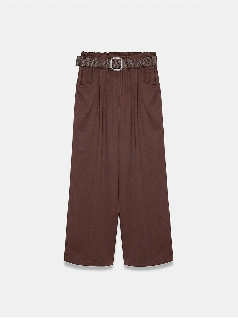 Calças de tencel dilvin Castanho-chocolate - Kiabi