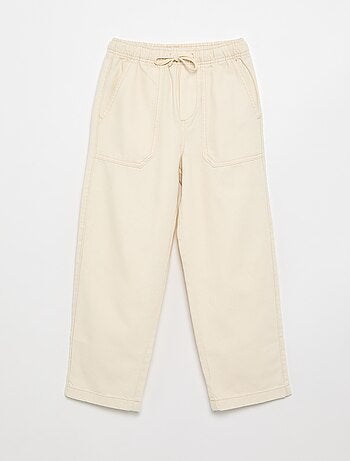 Calças de twill com cordões de ajuste