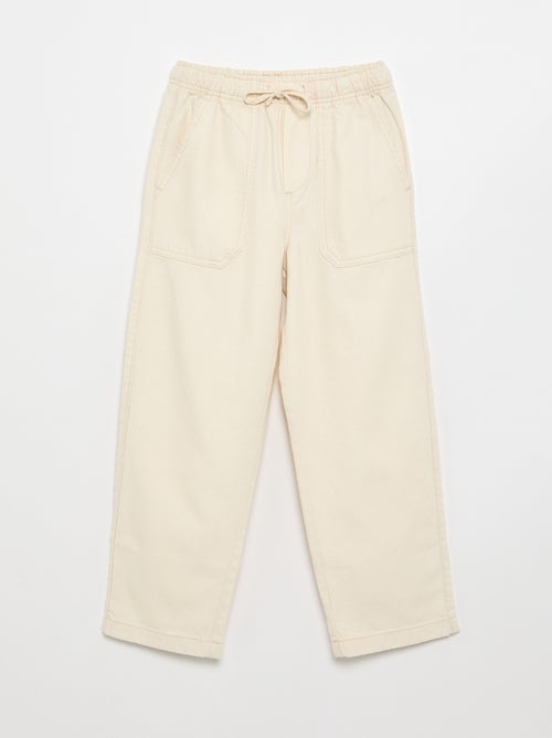 Calças de twill com cordões de ajuste - Kiabi