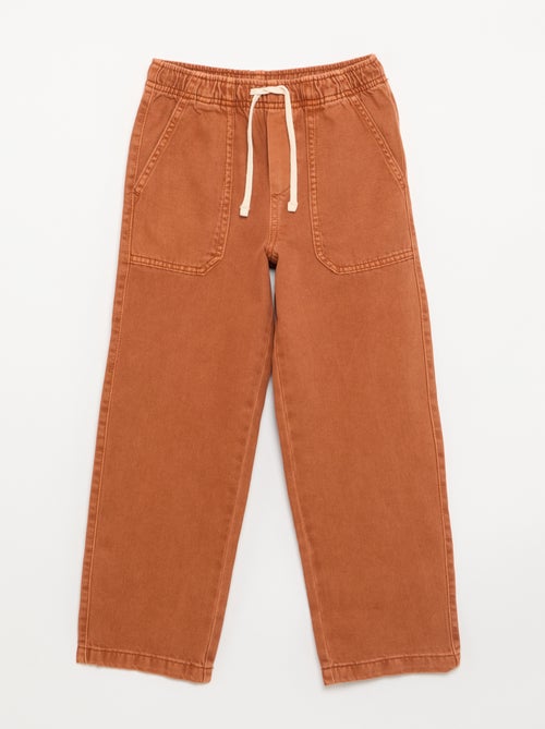 Calças de twill com cordões de ajuste - Kiabi
