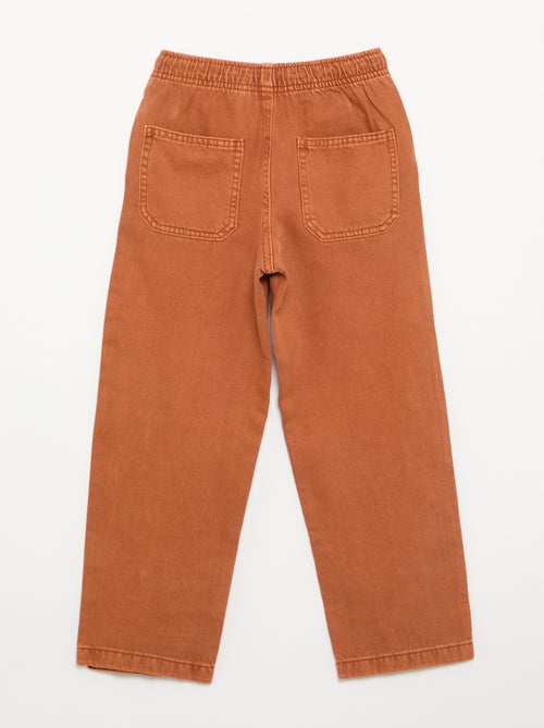 Calças de twill com cordões de ajuste - Kiabi