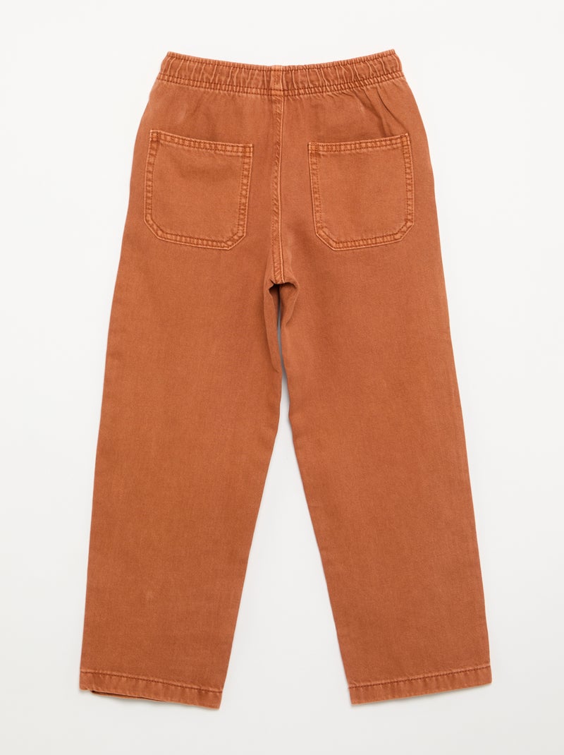 Calças de twill com cordões de ajuste Laranja - Kiabi