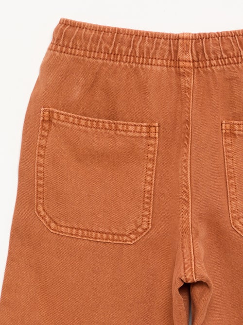 Calças de twill com cordões de ajuste - Kiabi