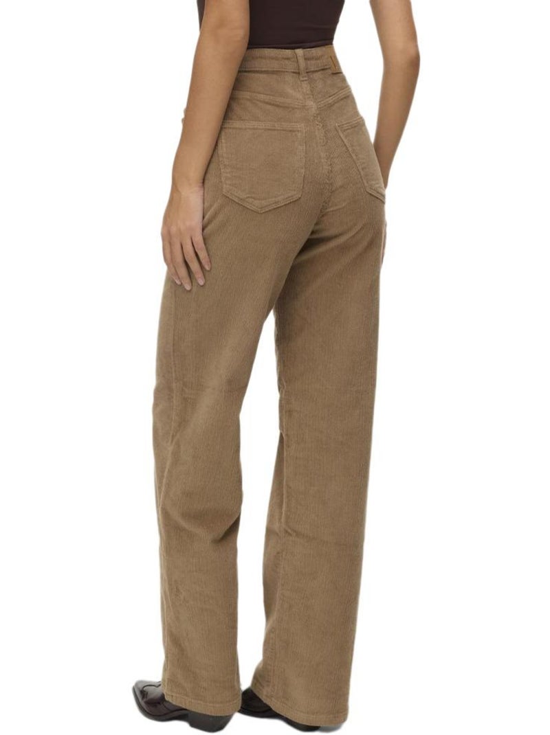 Calças de Veludo Bege para Mulher Vero Moda Tessa Bege - Kiabi