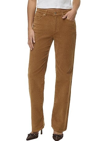 Calças de veludo castanhas vero moda melisa straight para mulher