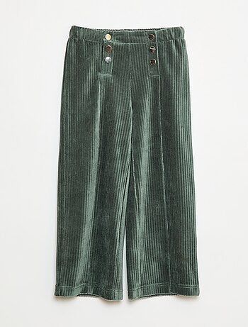 Calças de veludo com abertura dupla por botões de pressão - So Easy