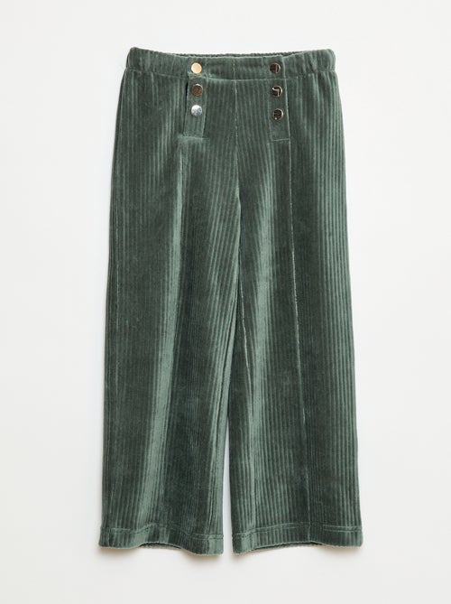 Calças de veludo com abertura dupla por botões de pressão - So Easy - Kiabi