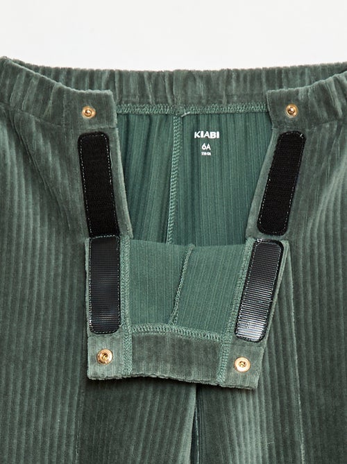 Calças de veludo com abertura dupla por botões de pressão - So Easy - Kiabi