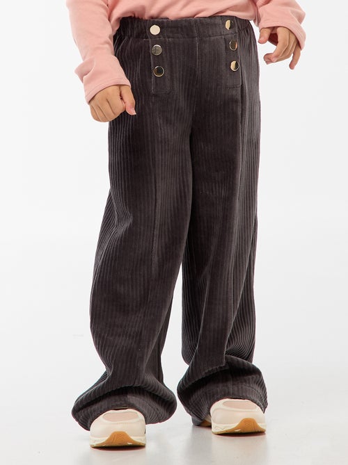 Calças de veludo com abertura dupla por molas - coleção fácil de vestir - Kiabi