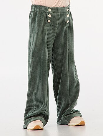 Calças de veludo com abertura dupla por molas - coleção fácil de vestir