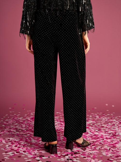 Calças de veludo com strass - Kiabi