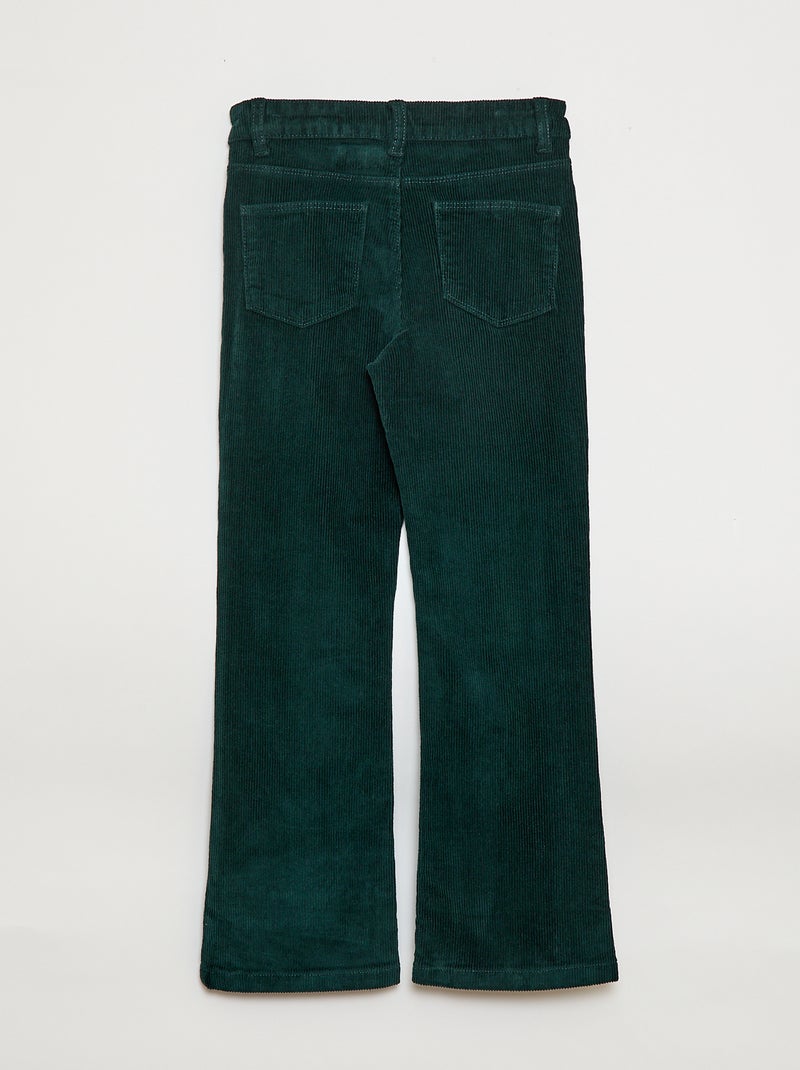 Calças de veludo corte flare Verde - Kiabi