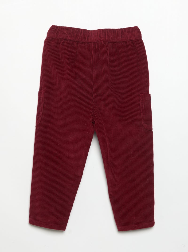 Calças de veludo cotelê Vermelho - Kiabi