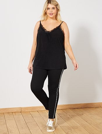 Calças elásticas com faixas finas de lado - Kiabi