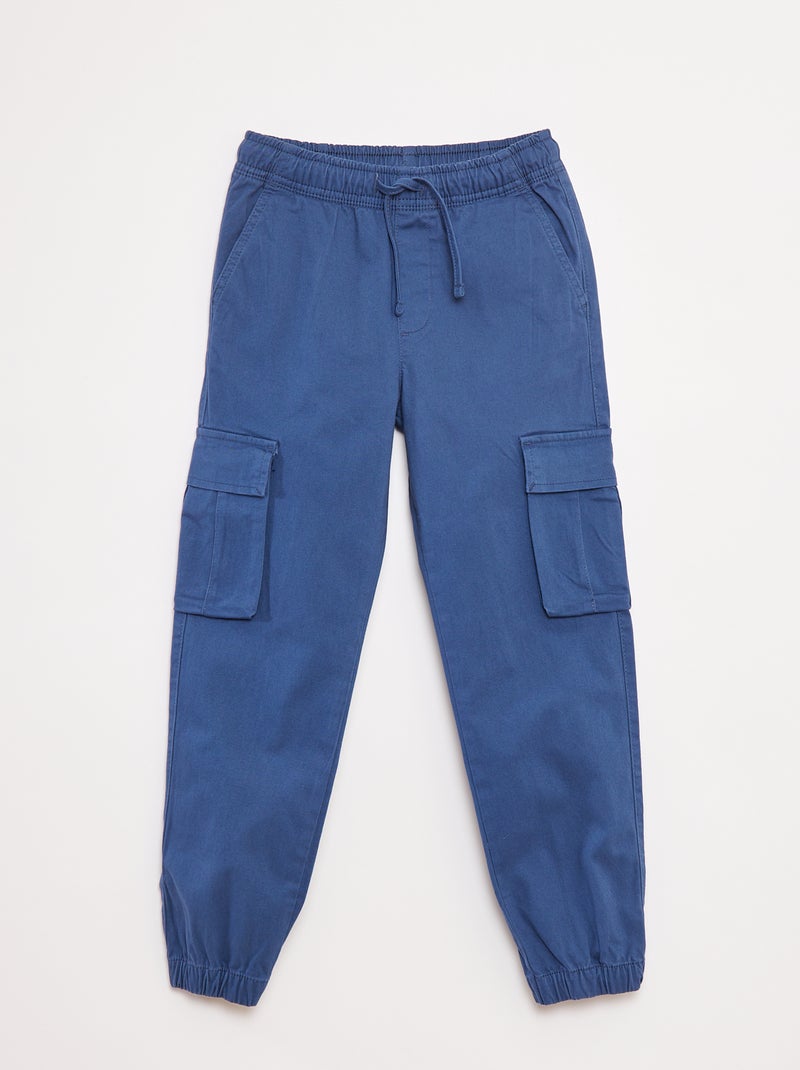 Calças elásticas com vários bolsos Azul - Kiabi
