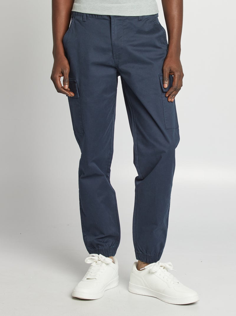 Calças elásticas com vários bolsos AZUL - Kiabi