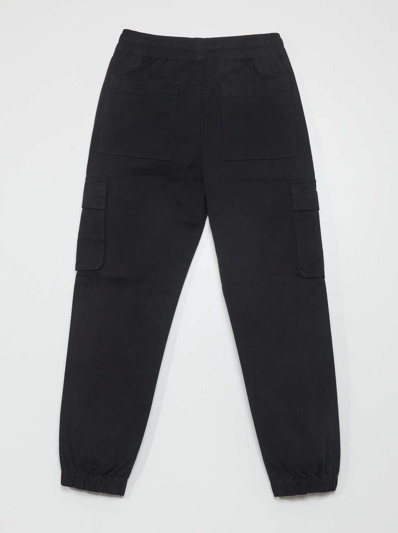 Calças elásticas com vários bolsos Preto - Kiabi