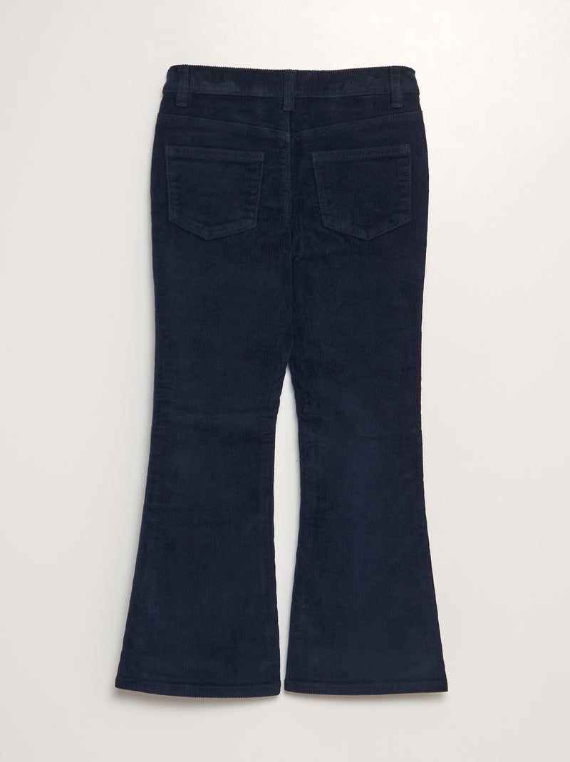 Calças em bombazina nervurada AZUL - Kiabi