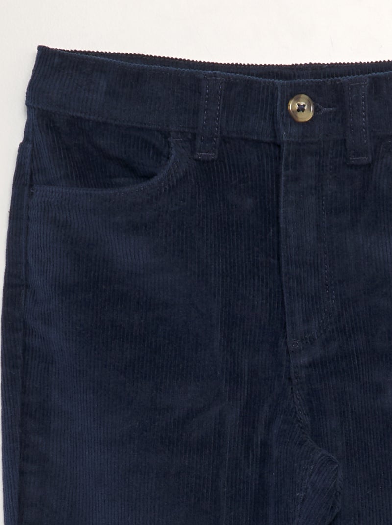 Calças em bombazina nervurada AZUL - Kiabi